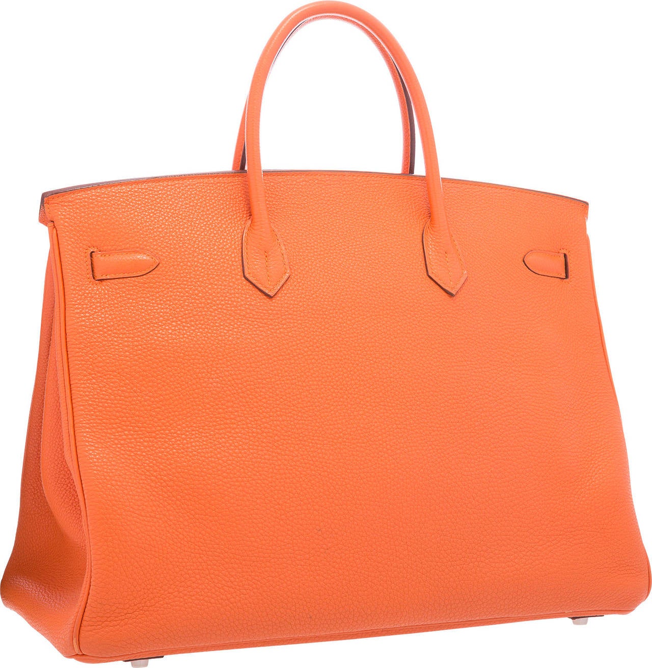 Hermes 40cm Orange H Togo Leather Birkin Bag with Palladium Hardware In Good Condition For Sale In New York, NY