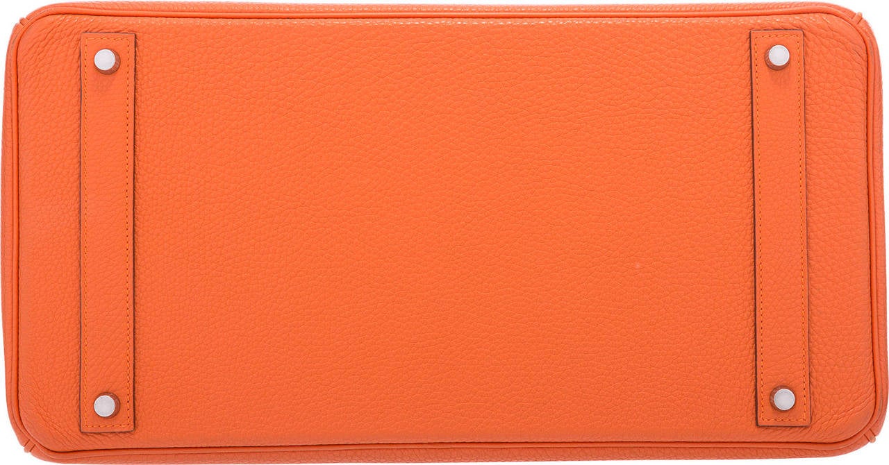 Hermes 40cm Orange H Togo Leather Birkin Bag with Palladium Hardware For Sale 1