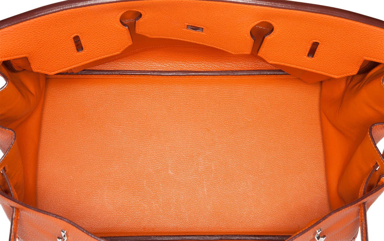 Women's Hermes 40cm Orange H Togo Leather Birkin Bag with Palladium Hardware For Sale