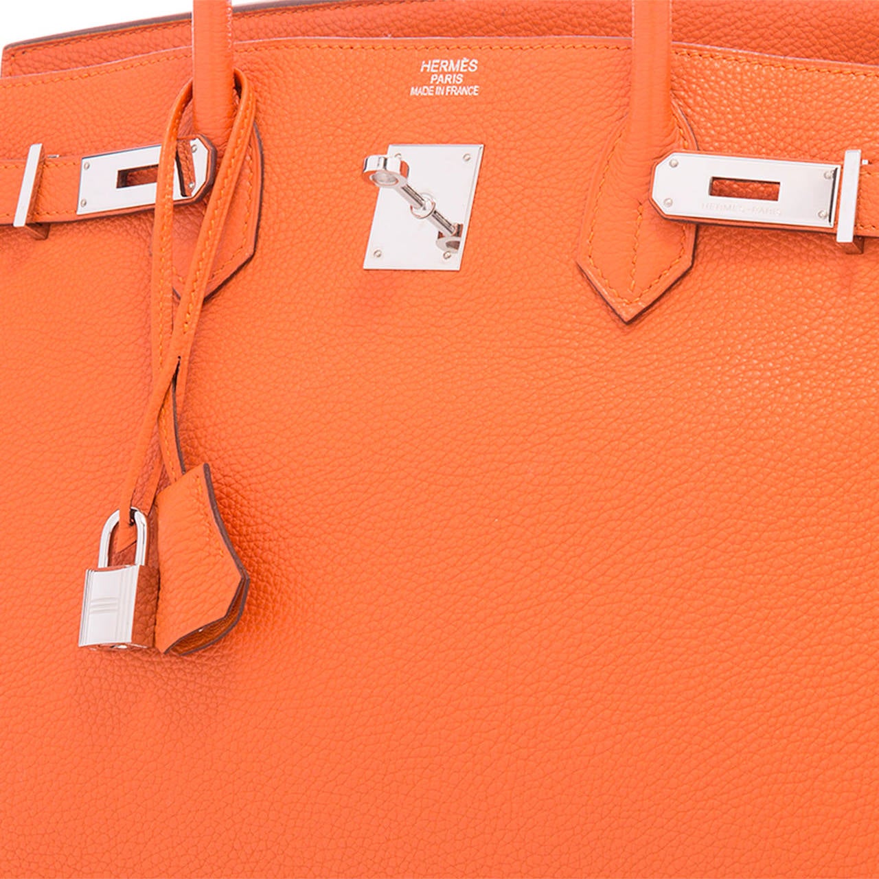 Hermes 40cm Orange H Togo Leather Birkin Bag with Palladium Hardware For Sale 2