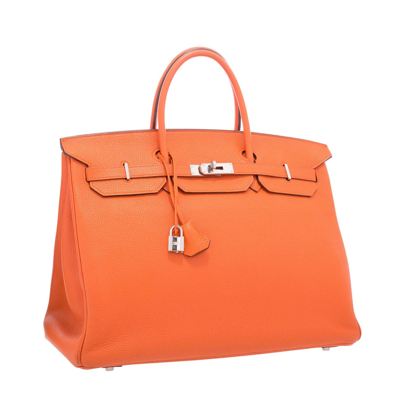 Hermes 40cm Orange H Togo Leather Birkin Bag with Palladium Hardware For Sale