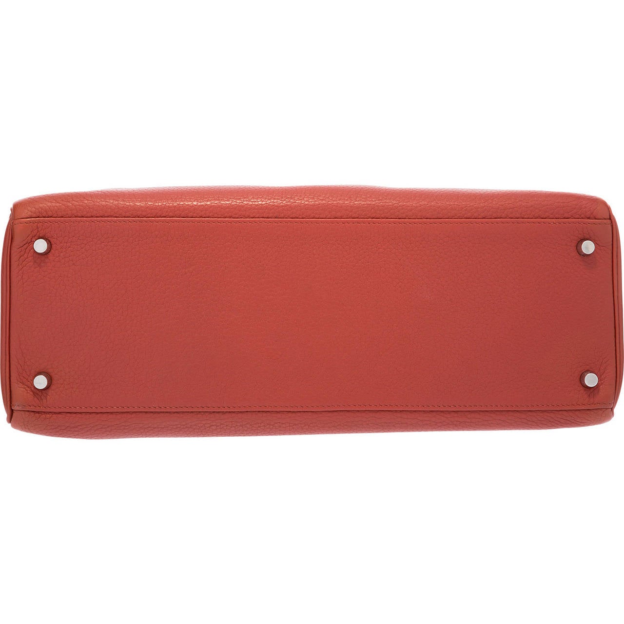 Hermes 40cm Rouge Venetian Clemence Retourne Kelly Bag with Palladium Hardware For Sale 1