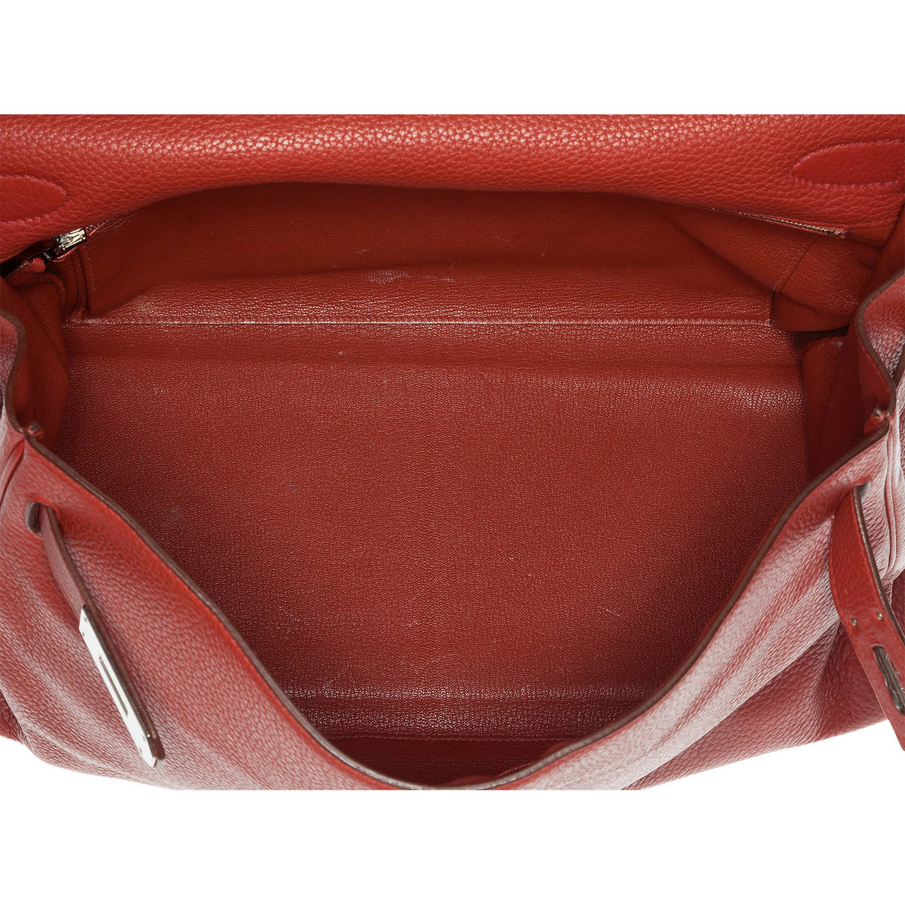 Women's Hermes 40cm Rouge Venetian Clemence Retourne Kelly Bag with Palladium Hardware For Sale
