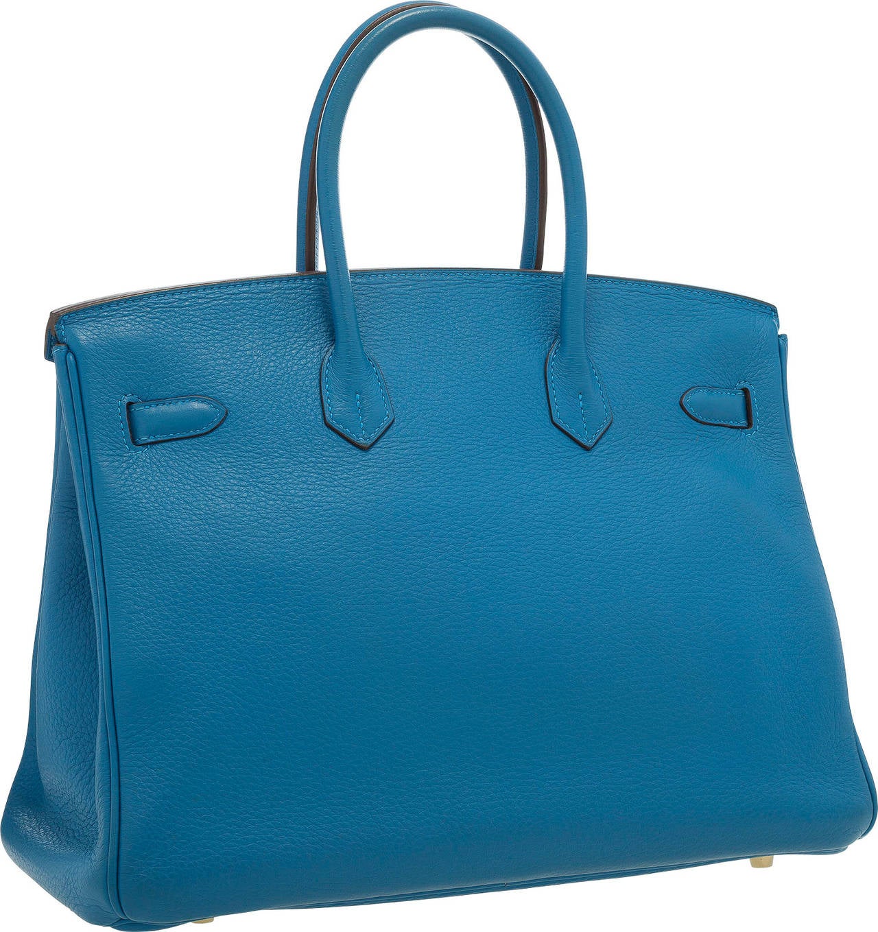 Hermes 35cm Mykonos Clemence Leather Birkin with Gold Hardware In Excellent Condition For Sale In New York, NY