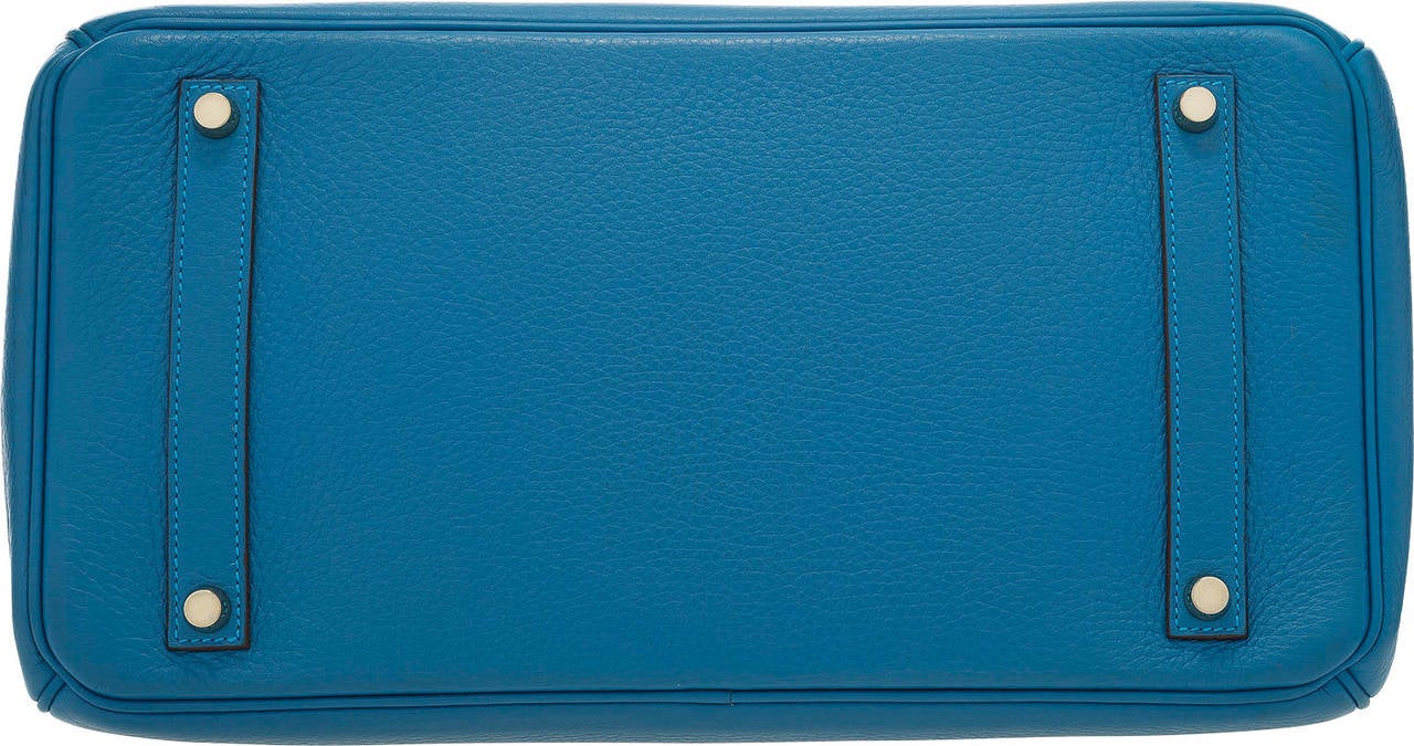 Hermes 35cm Mykonos Clemence Leather Birkin with Gold Hardware For Sale 1