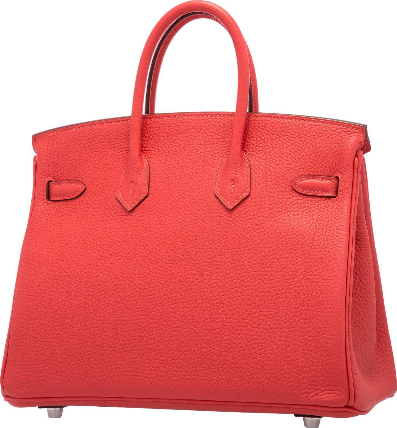Hermes 25cm Rouge Pivoine Clemence Leather Birkin Bag with Palladium Hardware In New Condition For Sale In New York, NY