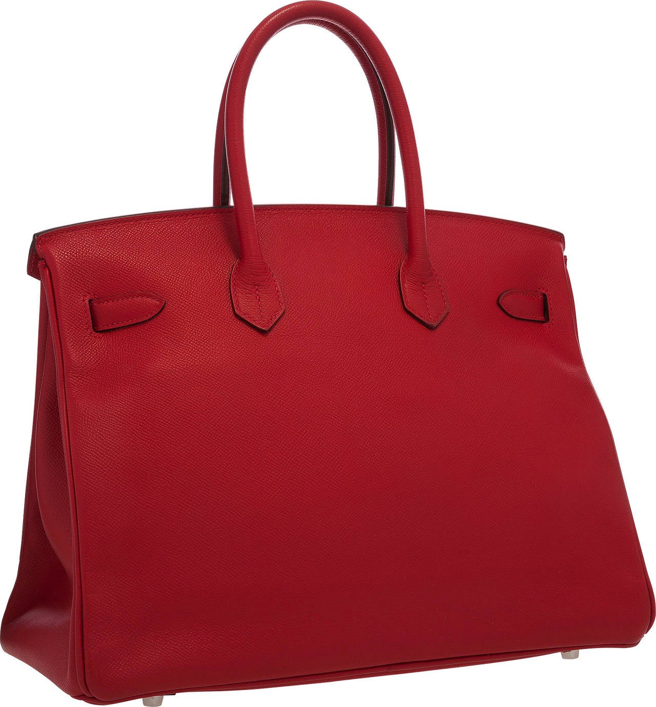 Hermes 35cm Rouge Casaque Epsom Leather Birkin Bag with Palladium Hardware In Excellent Condition For Sale In New York, NY