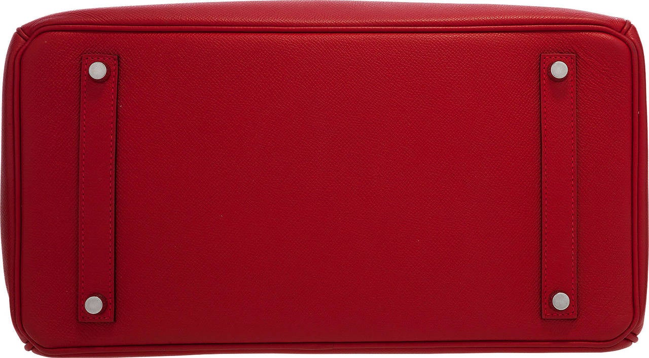 Hermes 35cm Rouge Casaque Epsom Leather Birkin Bag with Palladium Hardware For Sale 1
