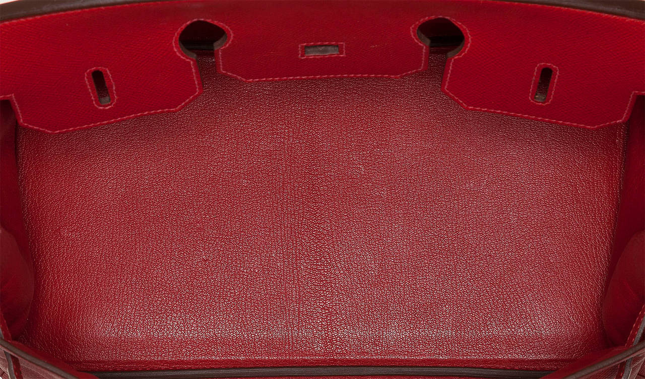 Women's Hermes 35cm Rouge Casaque Epsom Leather Birkin Bag with Palladium Hardware For Sale