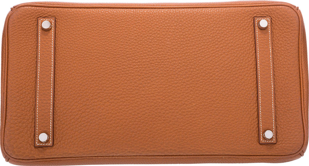 Hermes 35cm Gold Fjord Leather Birkin Bag with Gold Hardware For Sale 1