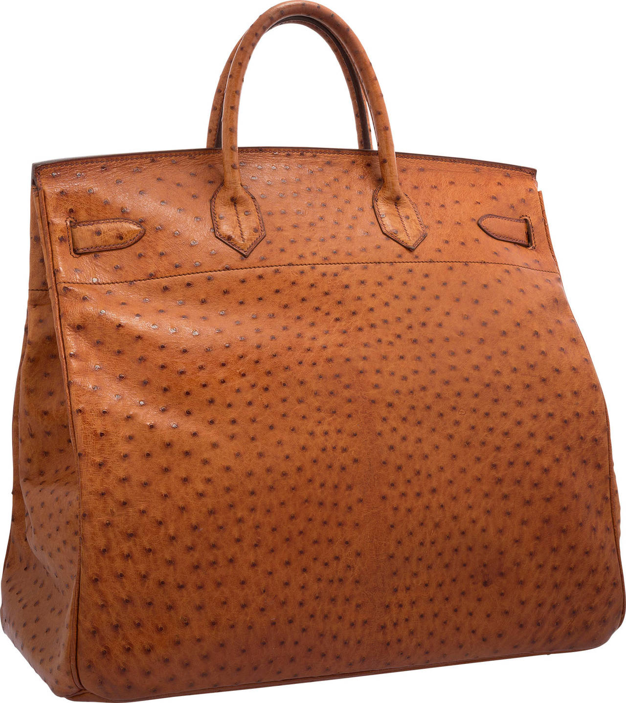 Hermes 45cm Cognac Ostrich HAC Birkin Bag with Gold Hardware In Good Condition For Sale In New York, NY