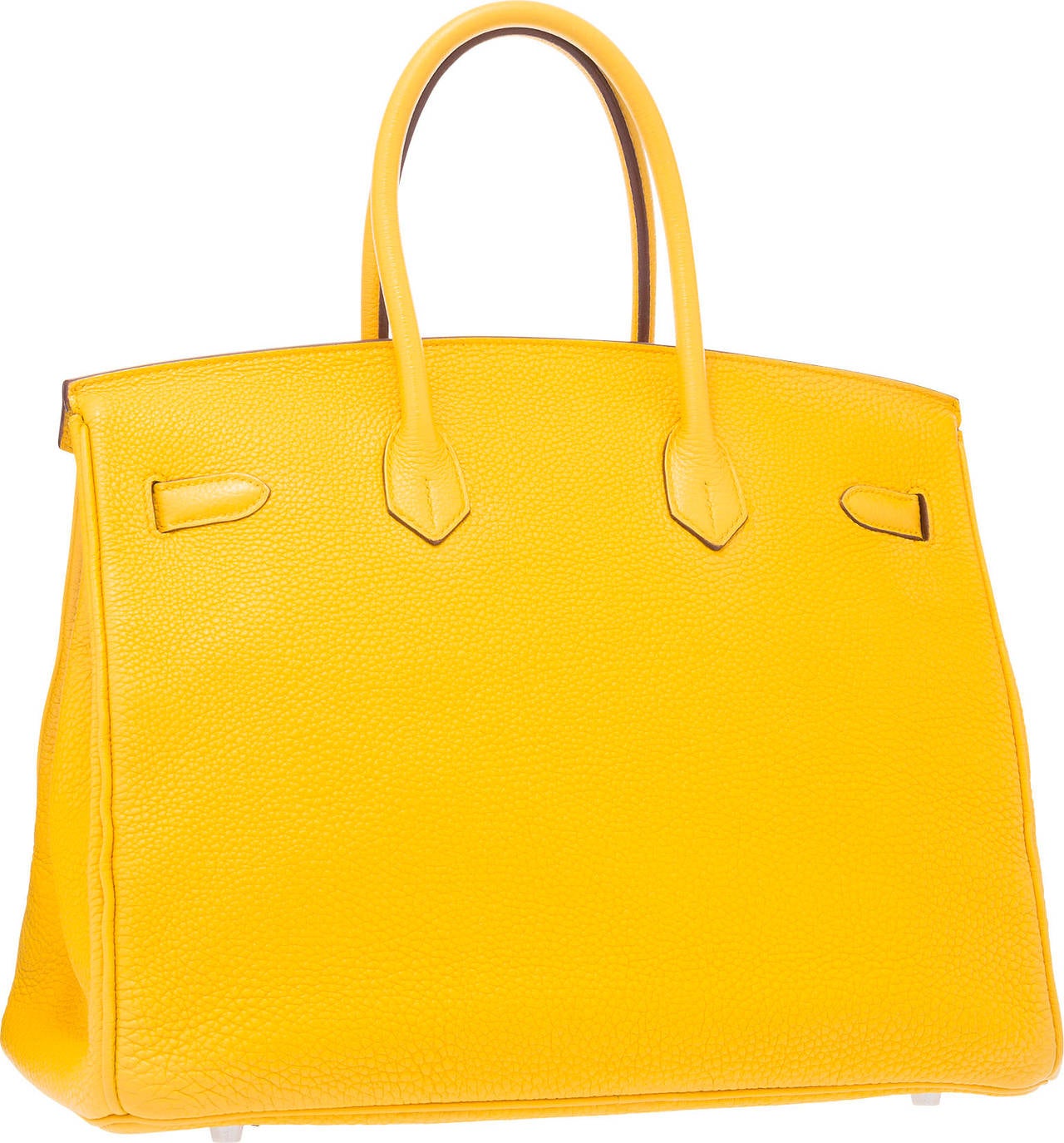 Hermes 35cm Soleil Clemence Leather Birkin Bag with Palladium Hardware In Good Condition For Sale In New York, NY