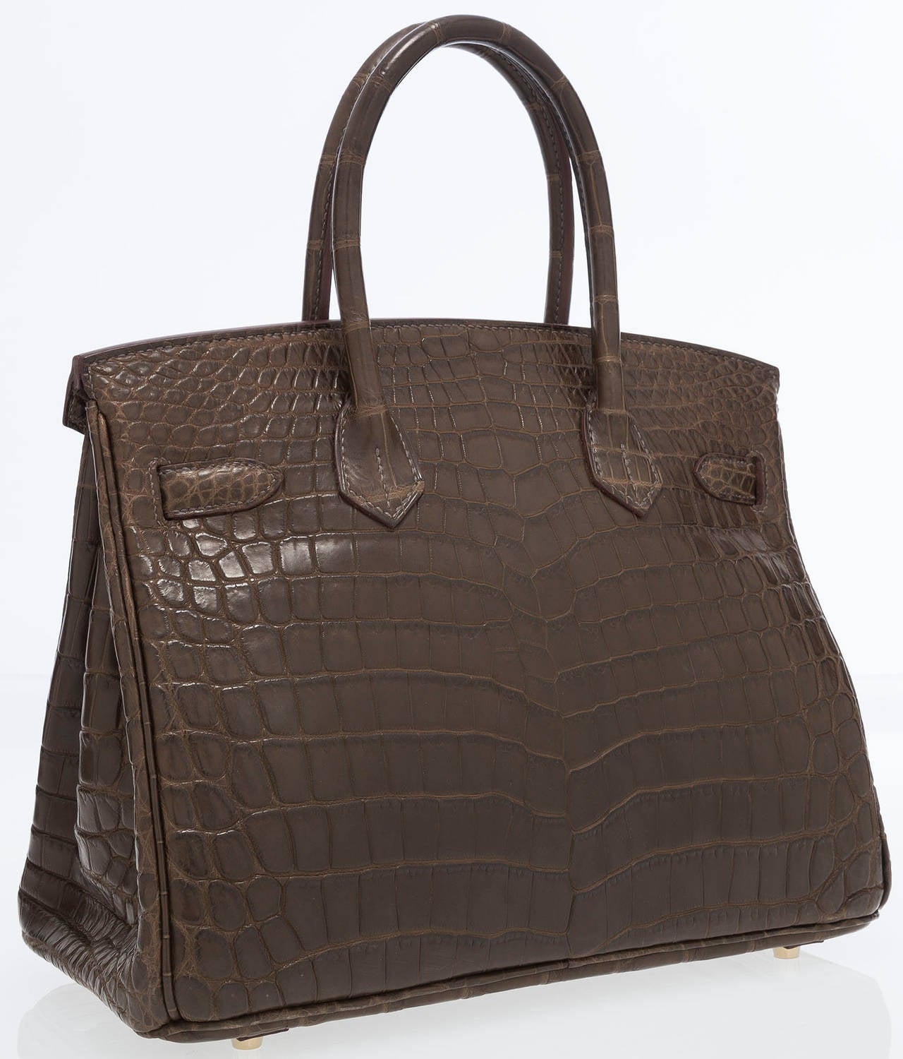 Hermes 30cm Matte Gris Elephant Nilo Crocodile Birkin Bag with Gold ...