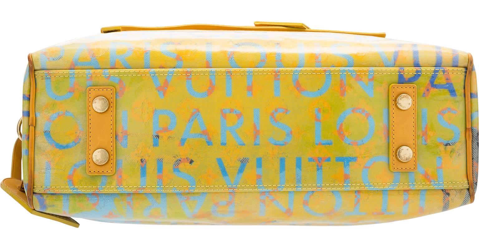 Orange Louis Vuitton by Richard Prince Limited Edition Jaune Defile Denim Pulp Bag For Sale