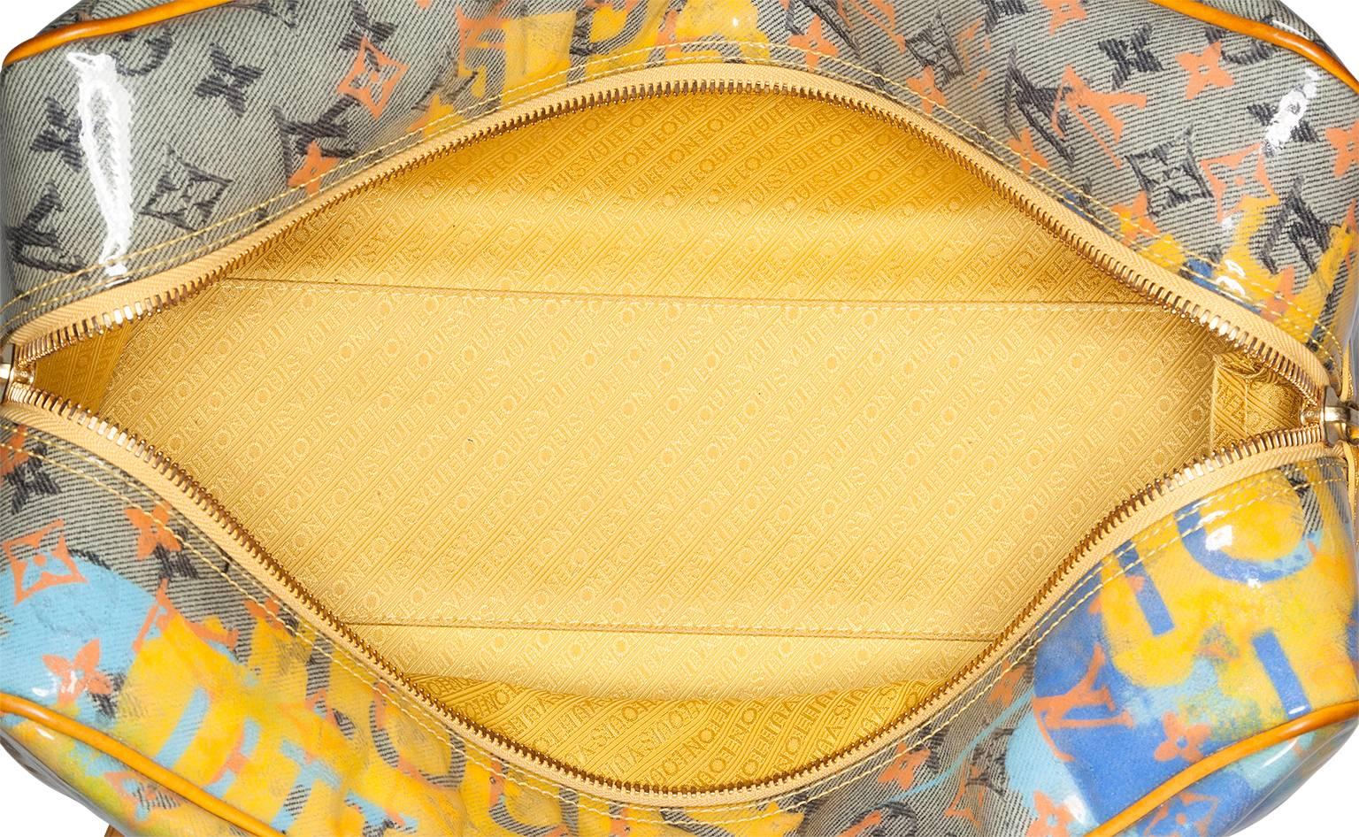 Louis Vuitton by Richard Prince Limited Edition Jaune Defile Denim Pulp Bag In Good Condition For Sale In New York, NY