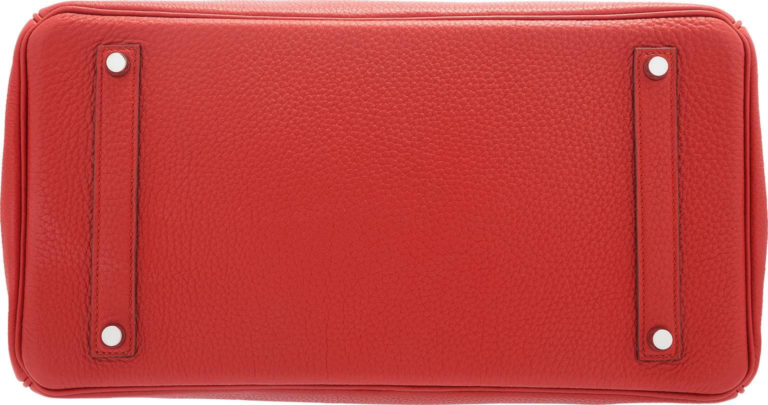 Women's Hermes 35cm Rouge Garance Togo Leather Birkin Bag with Palladium Hardware