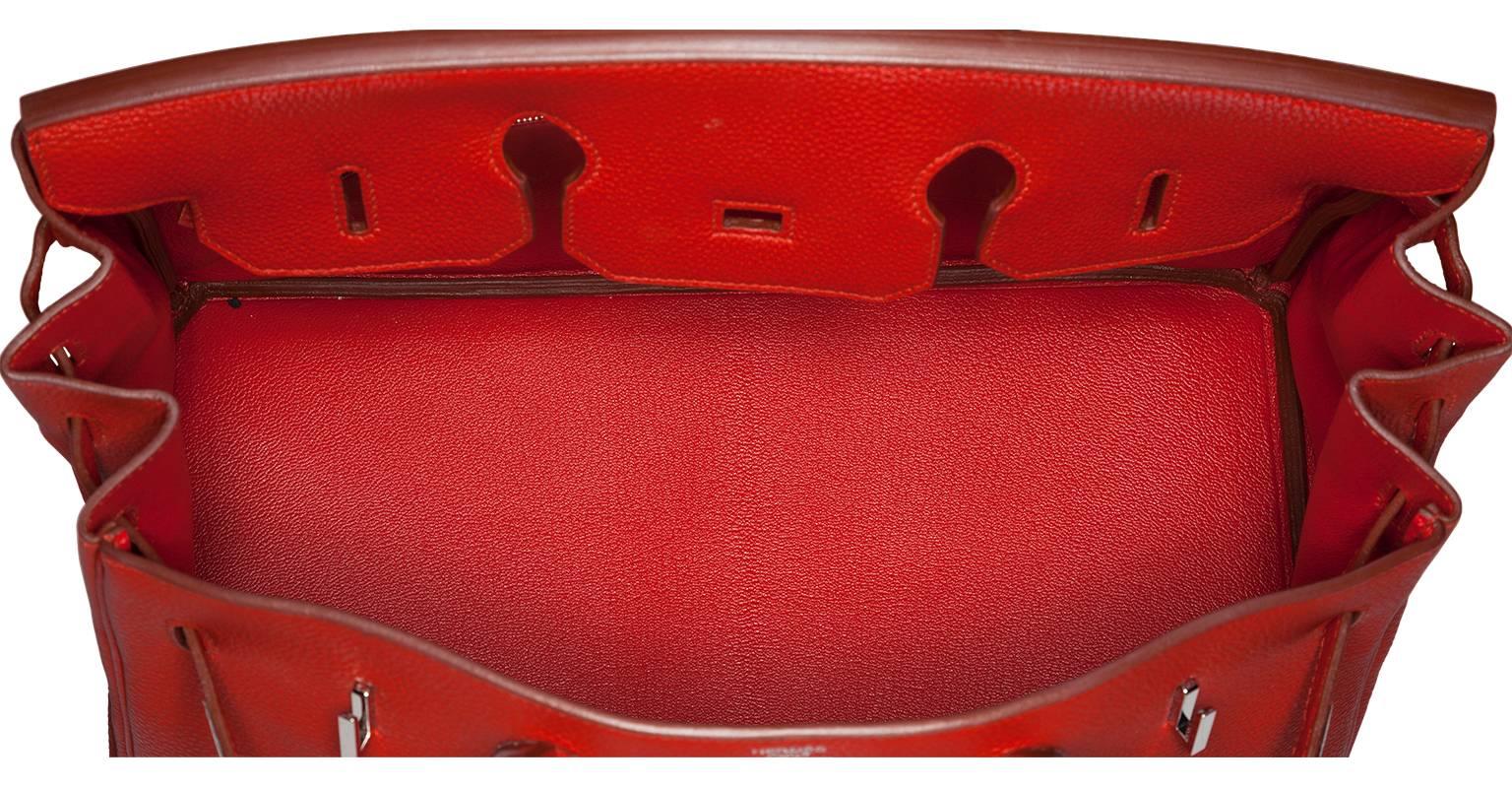Hermes 35cm Rouge Garance Togo Leather Birkin Bag with Palladium Hardware 1