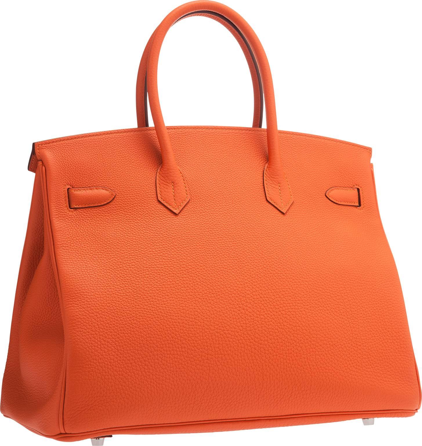 Hermes 35cm Orange Poppy Togo Leather Birkin Bag with Palladium Hardware In New Condition For Sale In New York, NY