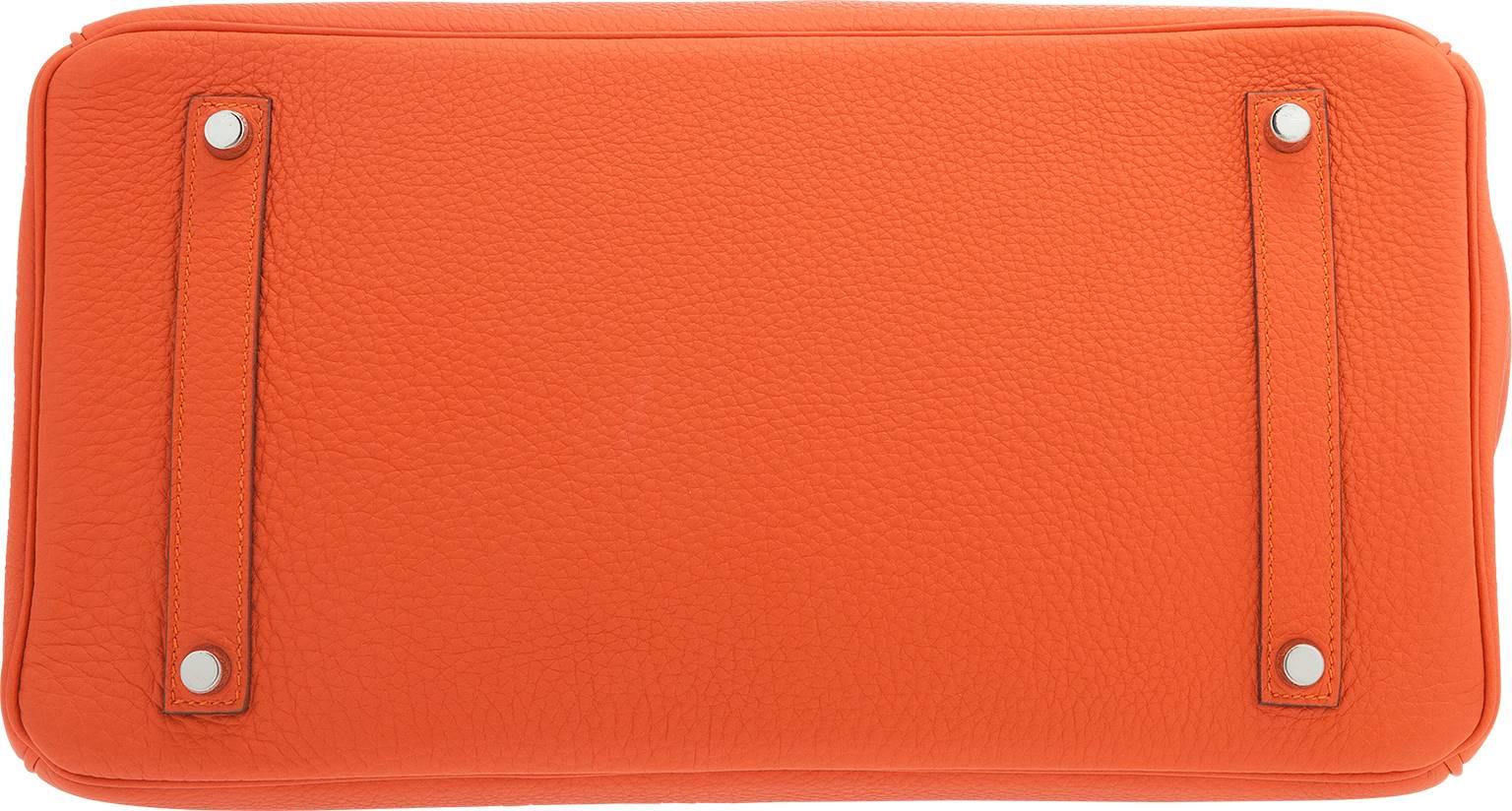 Women's Hermes 35cm Orange Poppy Togo Leather Birkin Bag with Palladium Hardware For Sale