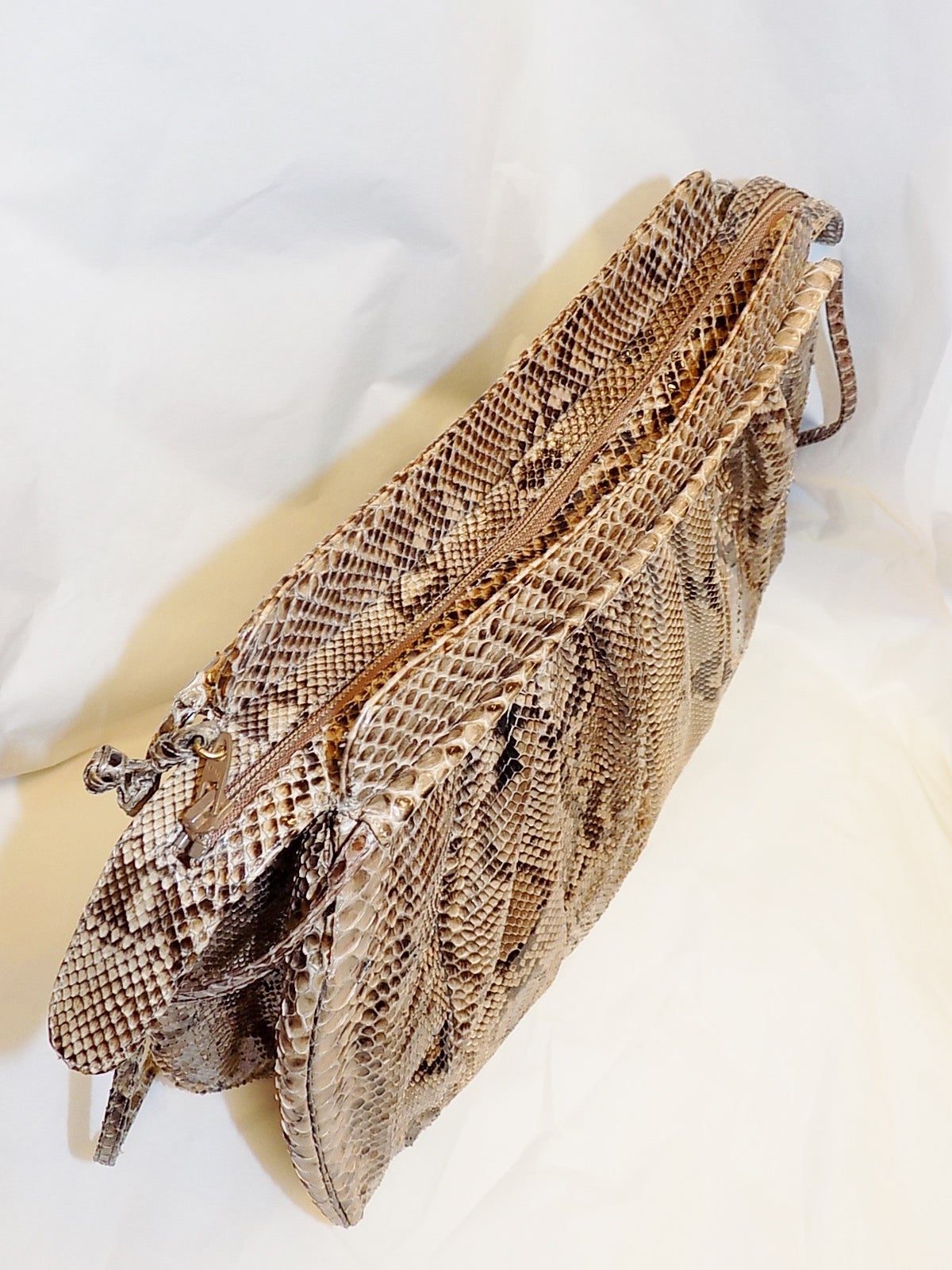 Judith Leiber large  snake / exotic skin  cluth bag In Excellent Condition In New York, NY