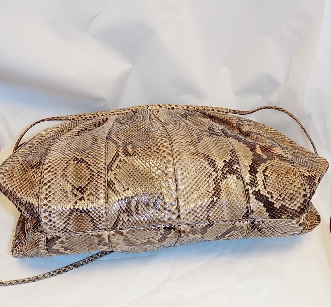 Judith Leiber large  snake / exotic skin  cluth bag 4