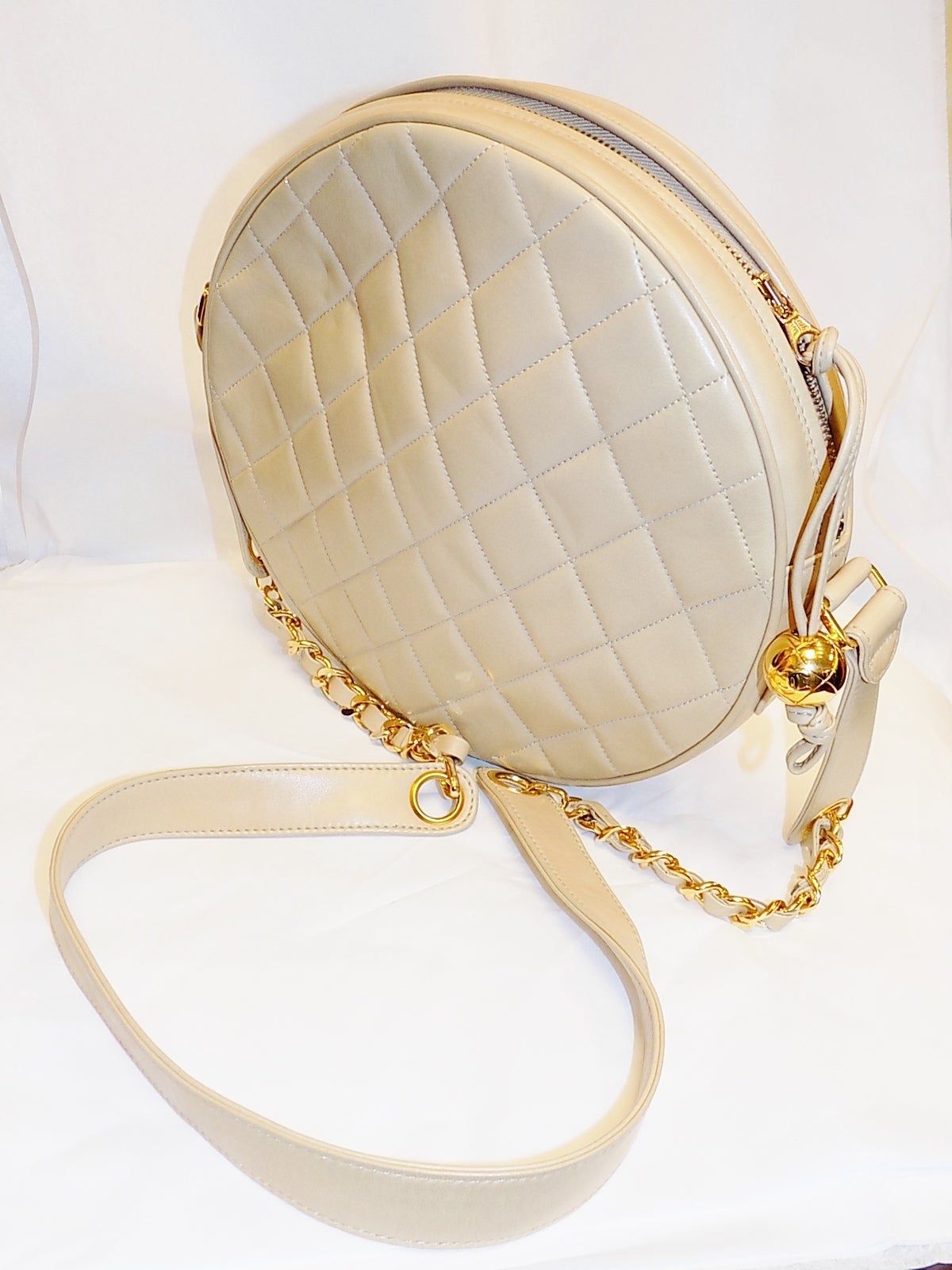New With Tags Chanel Tan Vintage Round quilted Lambskin Bag RARE at 1stDibs