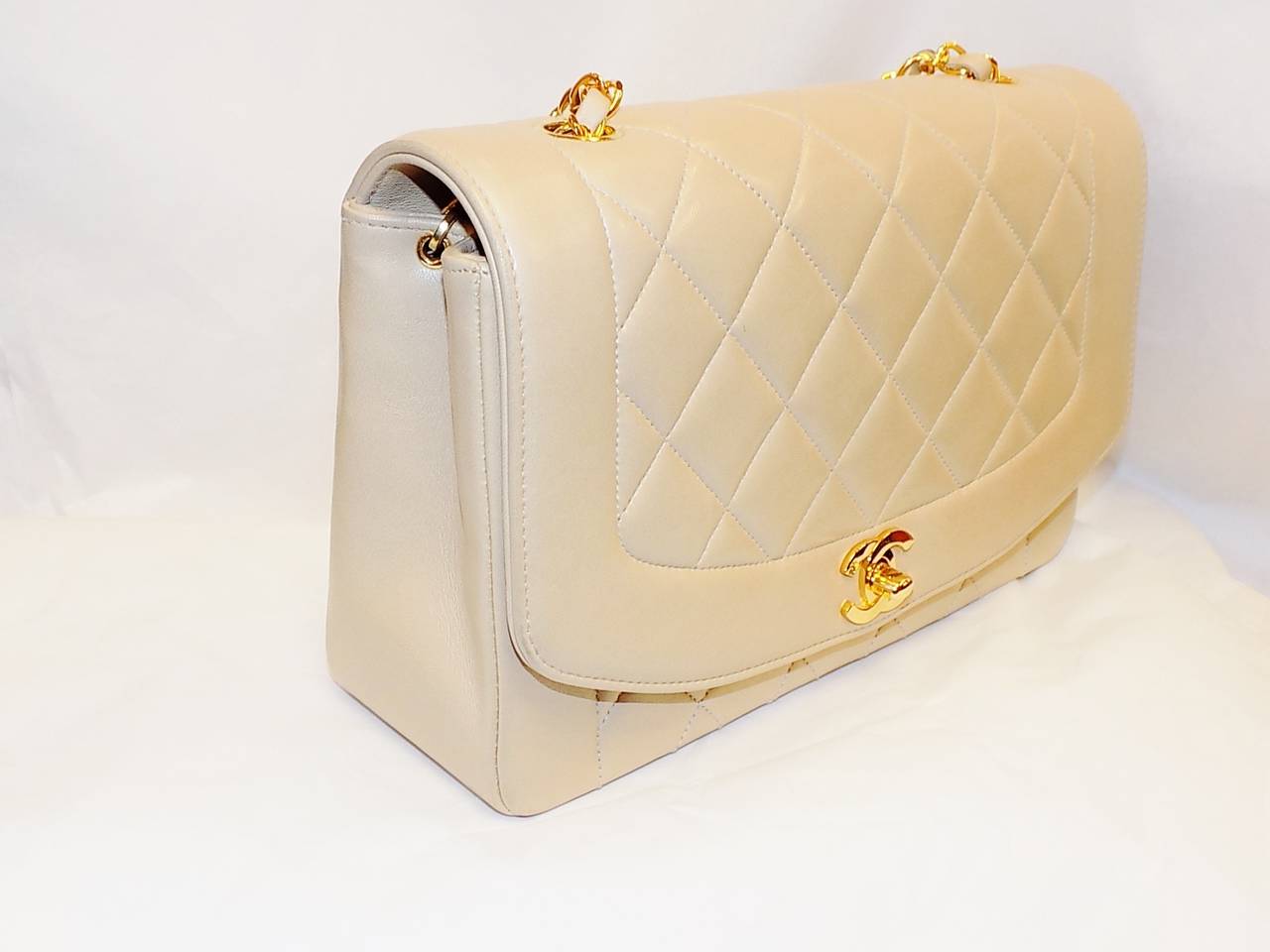 Authentic Chanel Vintage  Quilted  Cream Flap Bag 1