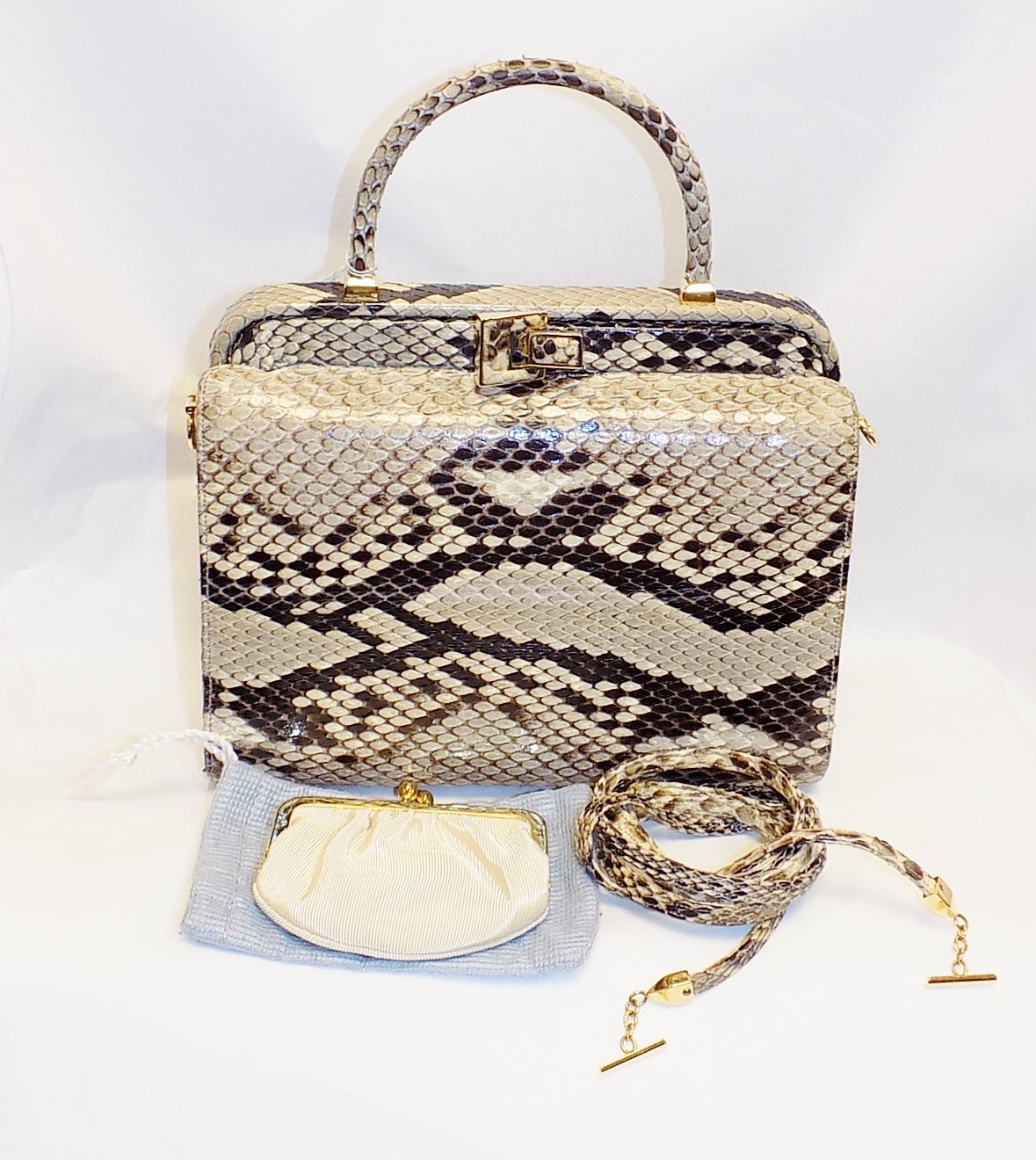 Beige Judith Leiber  Python Snake skin  Rare Bag For Sale