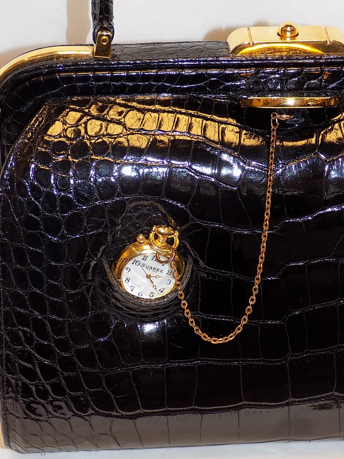 Women's Suarez vintage alligator bag with pocket watch