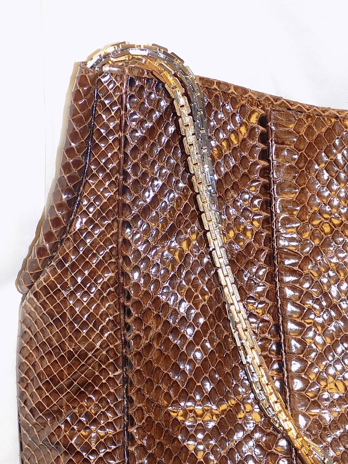 Brown Judith Leiber Large brown  Snakeskin Bag Tote  New! For Sale