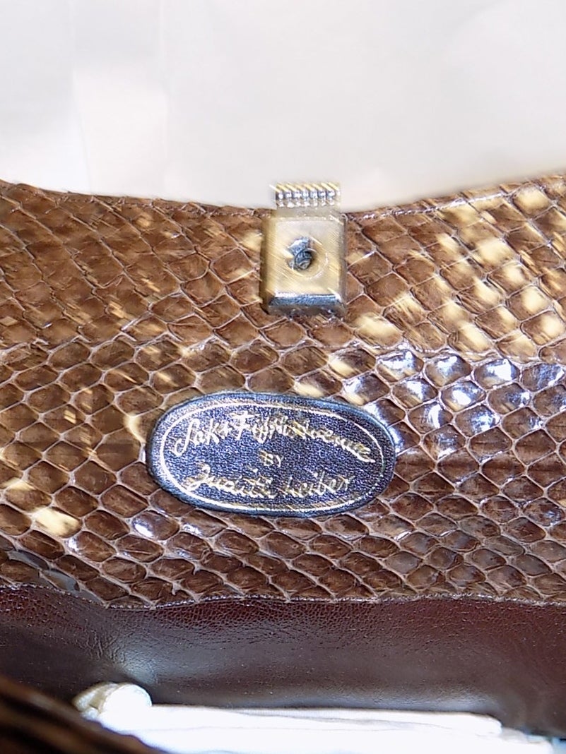 Judith Leiber Large brown  Snakeskin Bag Tote  New! For Sale 1