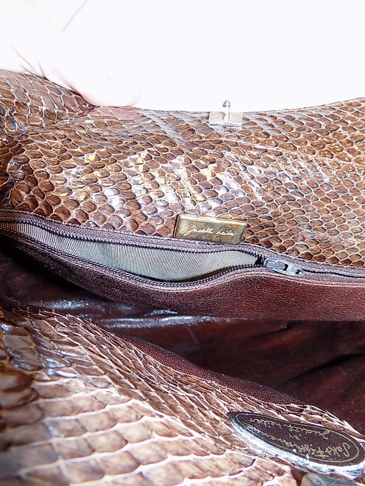 Judith Leiber Large brown  Snakeskin Bag Tote  New! For Sale 2