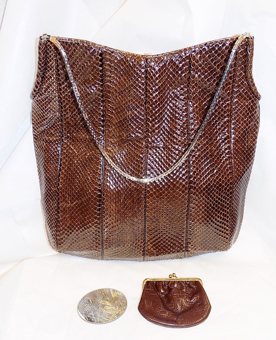 Judith Leiber Large brown  Snakeskin Bag Tote  New! For Sale 4