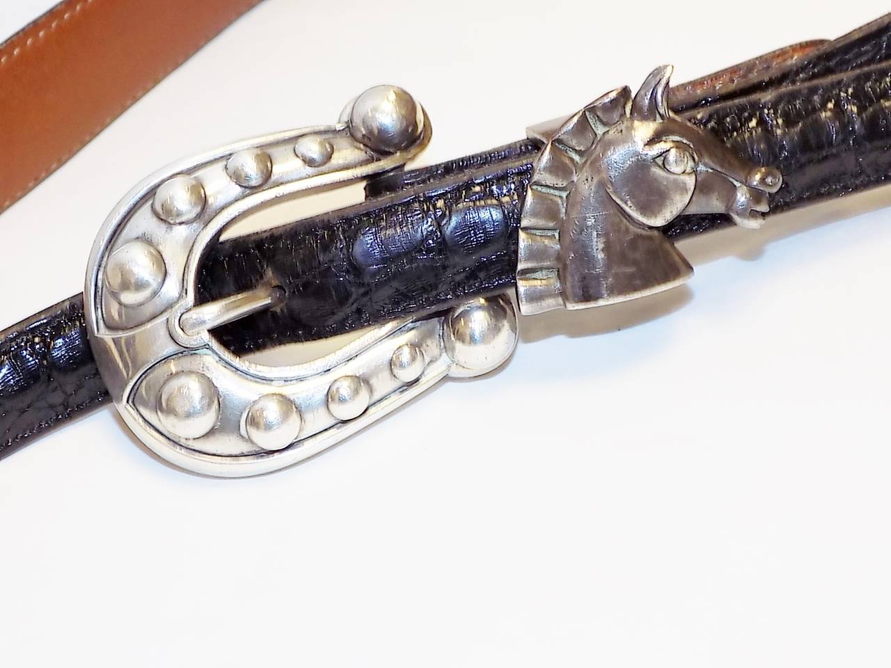 Kieselstein Cord Sterling Silver  Horse Belt Buckle - Equestrian In Excellent Condition In New York, NY