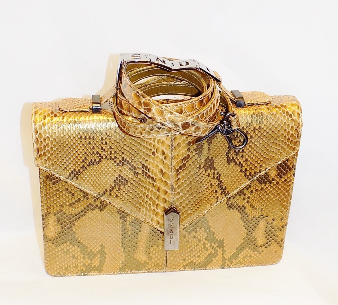 Women's Fendi special order bag  in python from 1996 with all documents  so awesome!