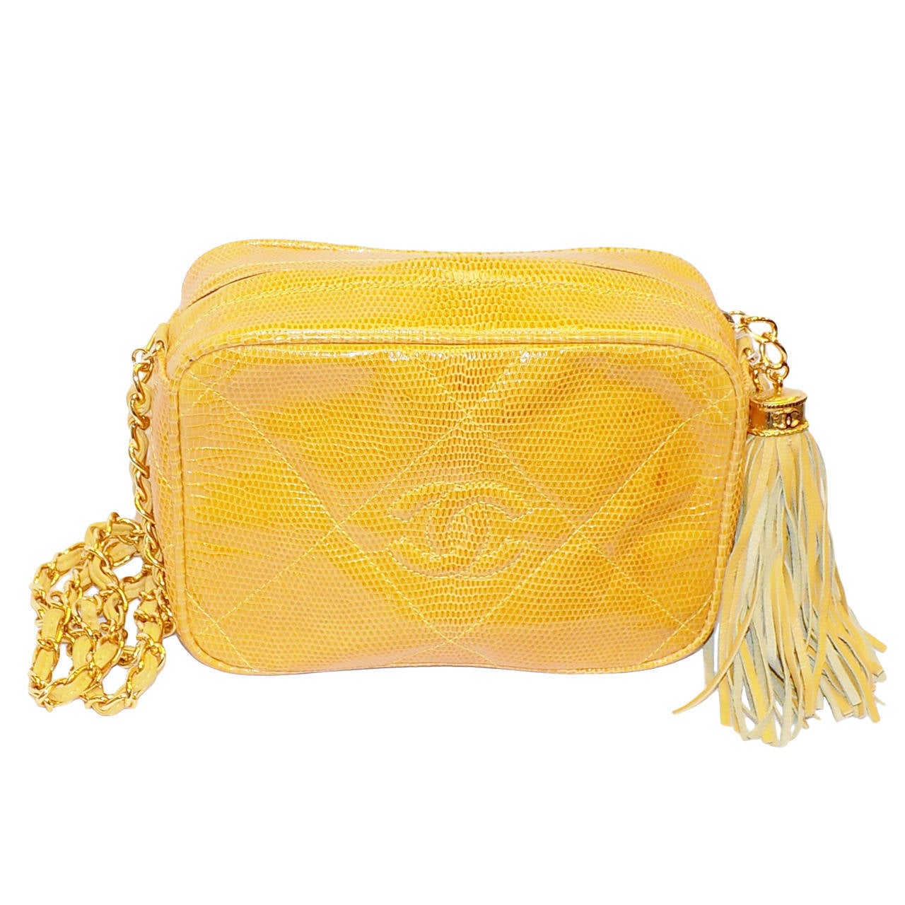 CHANEL Vintage  Exotic Lizard Skin Tassle Bag