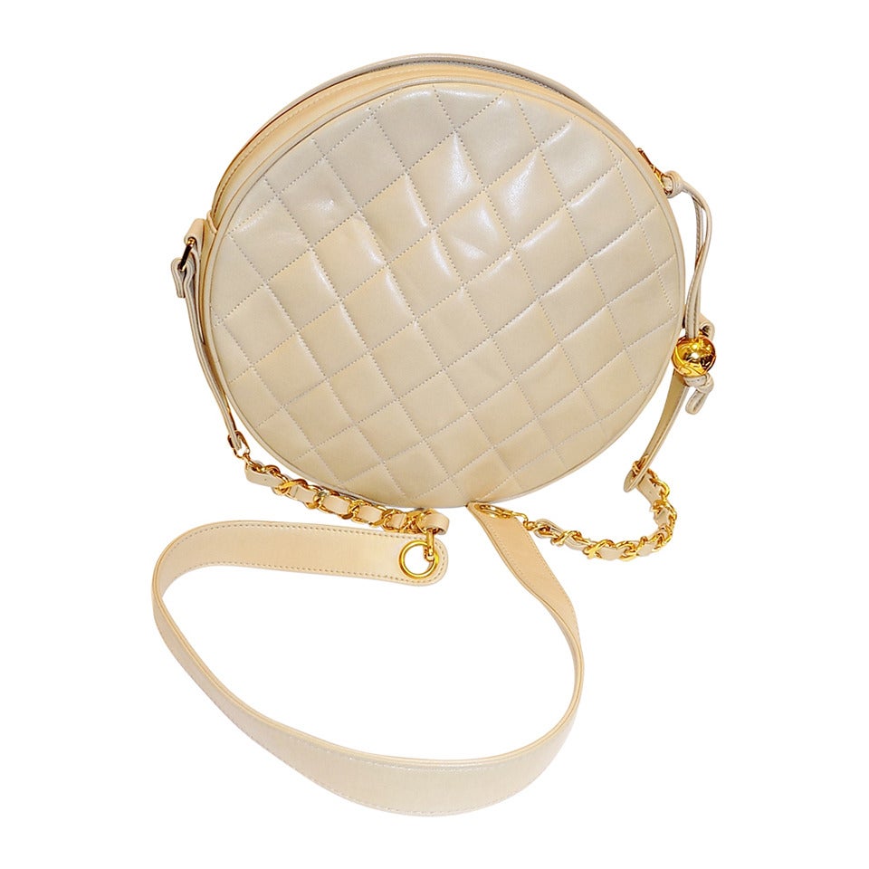 New With Tags Chanel Tan Vintage Round quilted Lambskin Bag  RARE