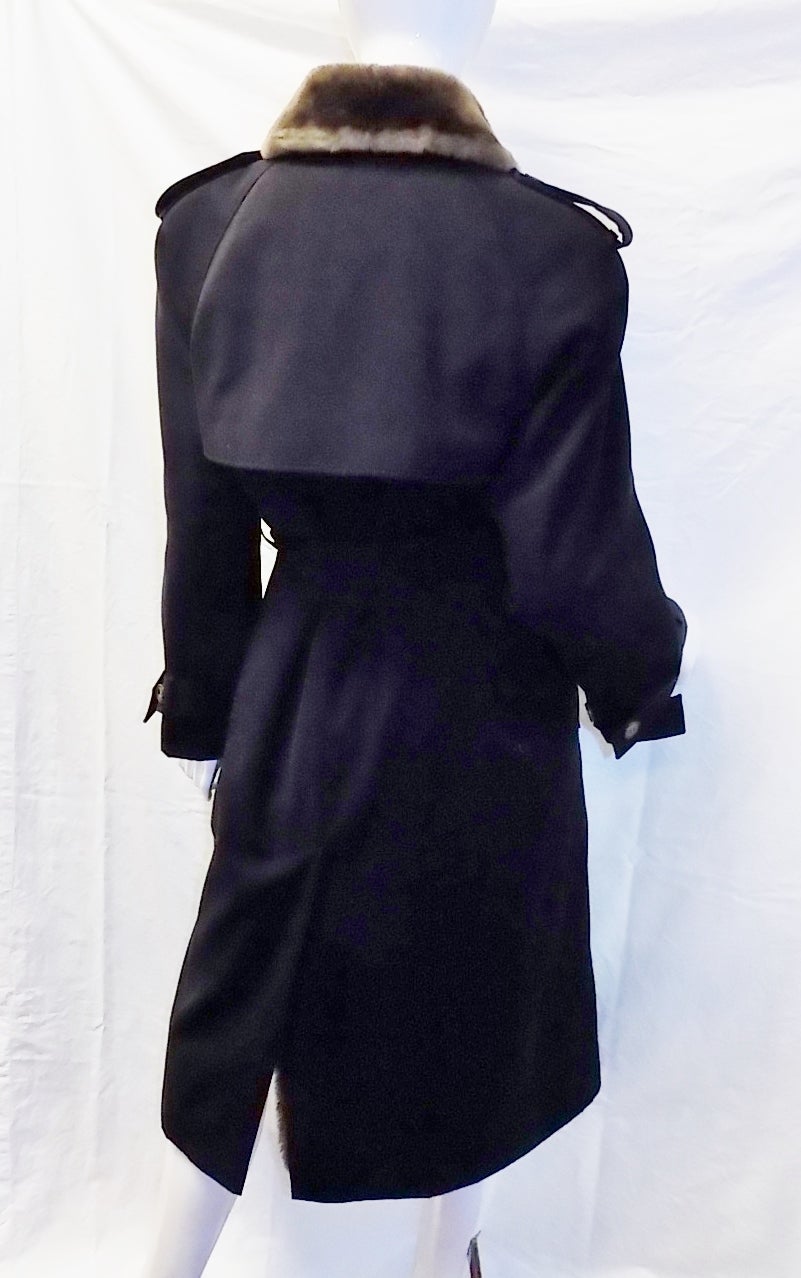 J Mendel Navy trench coat with Luxurios sheared  mink lining SPECTACULAR! 1