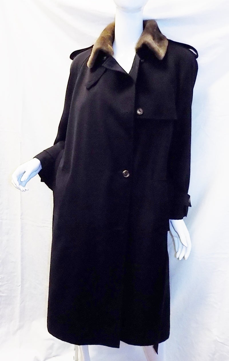 J Mendel Navy trench coat with Luxurios sheared  mink lining SPECTACULAR! 2