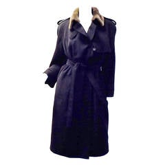 J Mendel Navy trench coat with Luxurios sheared  mink lining SPECTACULAR!