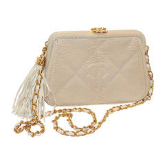 Chanel Cafe Au Lait  Lizard evening shoulder bag / clutch