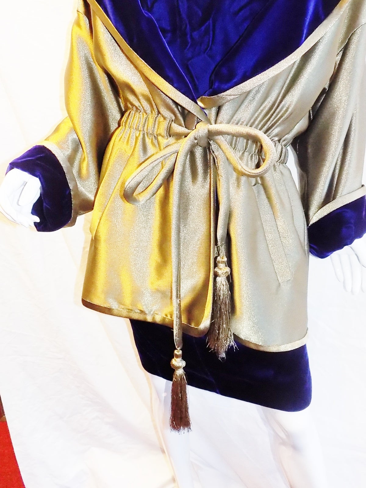 Anne Klein late 70's Royal Purple Dress and Metallic Gold Jacket Ensemble 1