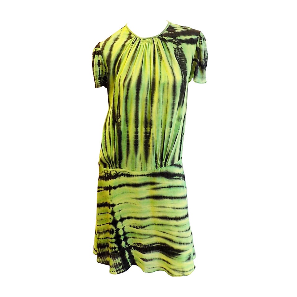 Proenza Schouler silk short sleeves  tie dye dress For Sale