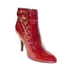 New  Burberry Burgundy Red  Patent leather Ankle boots