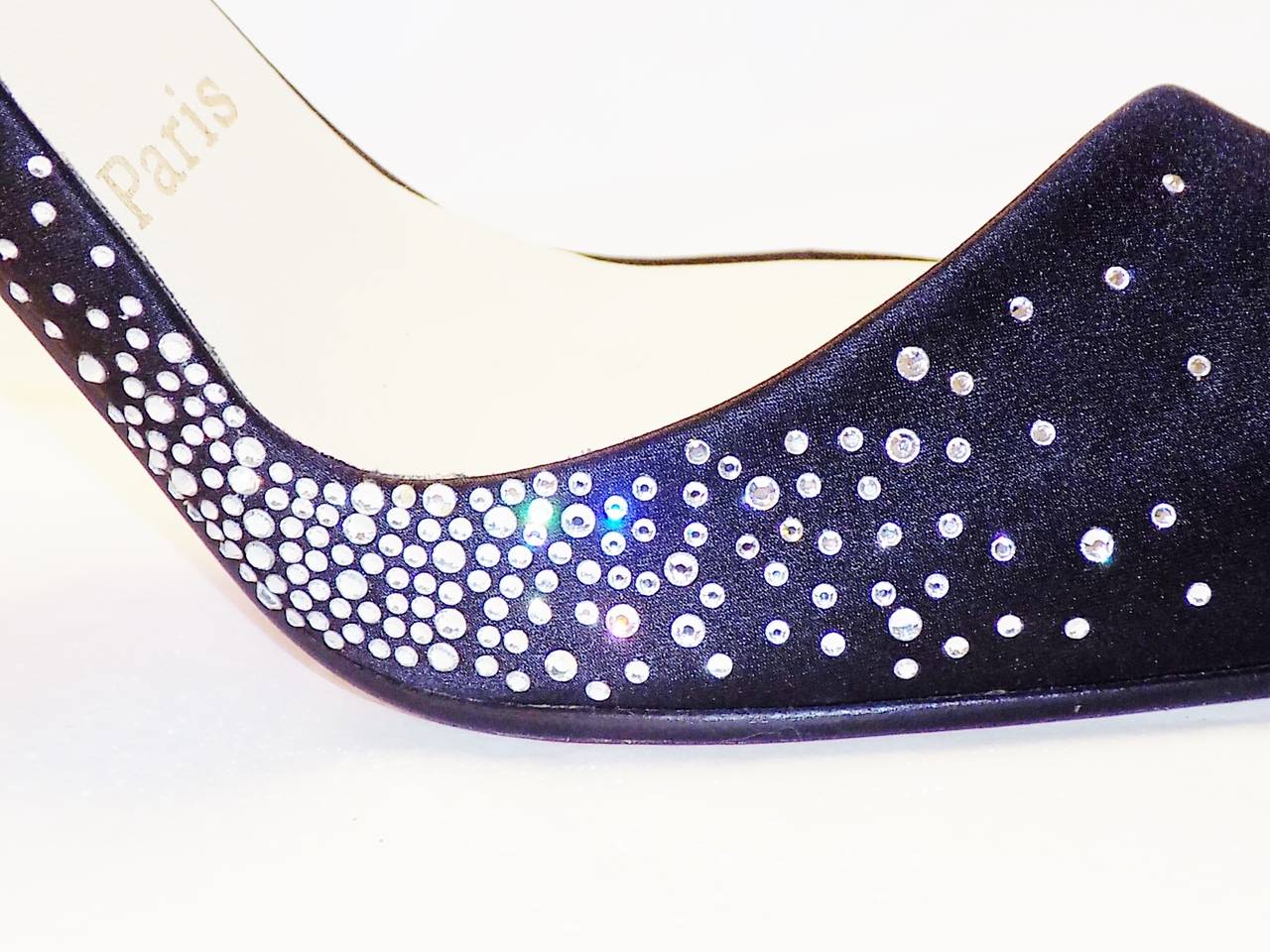 Christian Louboutin black silk pumps with swarovski For Sale 1