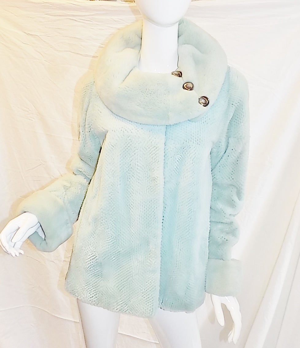 Revillon lite blue dyed sheared  inovative with 11K tag  fur jacket -coat 3