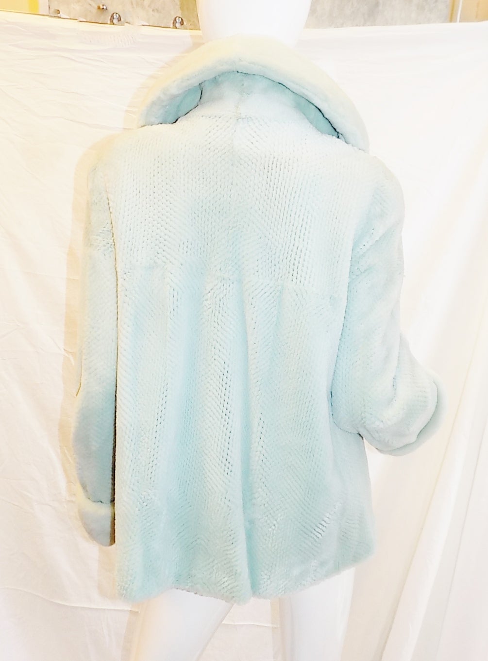 Women's Revillon lite blue dyed sheared  inovative with 11K tag  fur jacket -coat