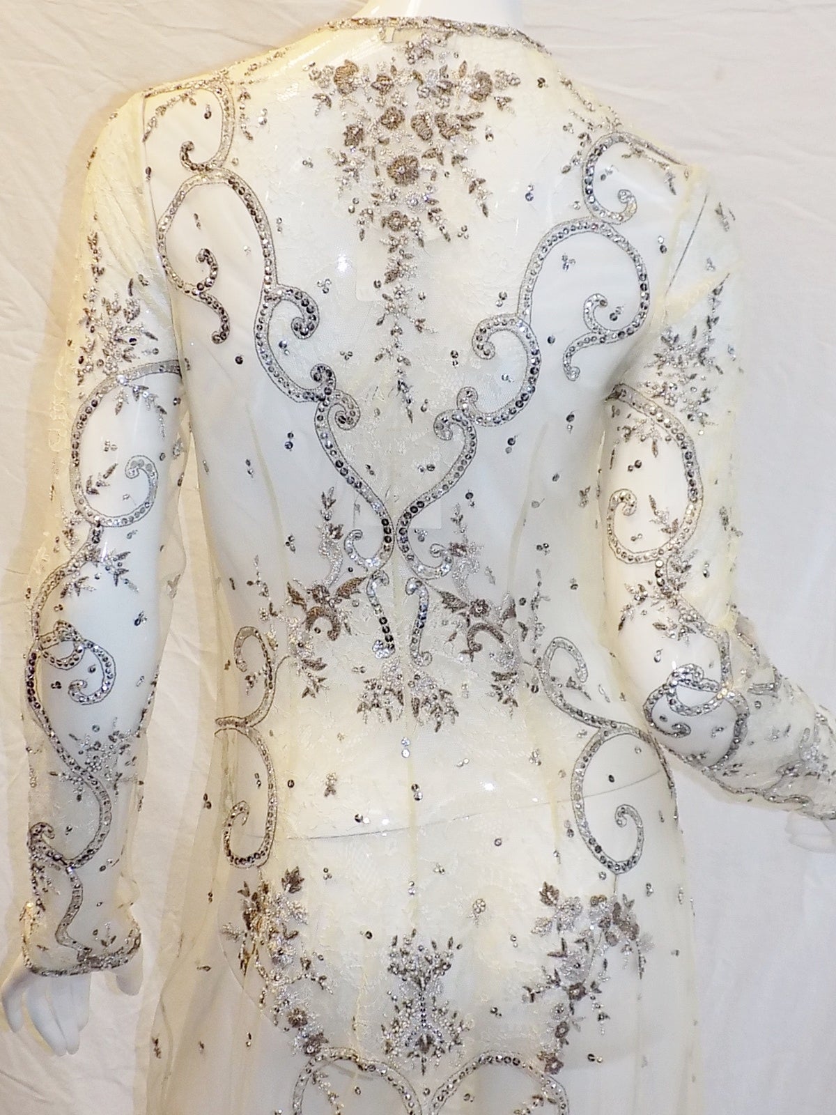 Women's Reem Acra spectacular beadeded lace gown/ caftan/ coat/ duster