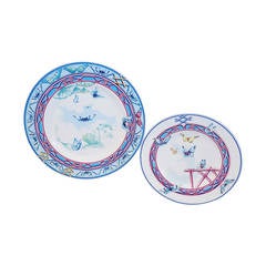 HERMES, Paris " Le Jardin des Papillons " Dinner and lunch plates  set of 16