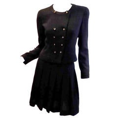 Chanel Perfect Little Black skirt suit  CC buttons